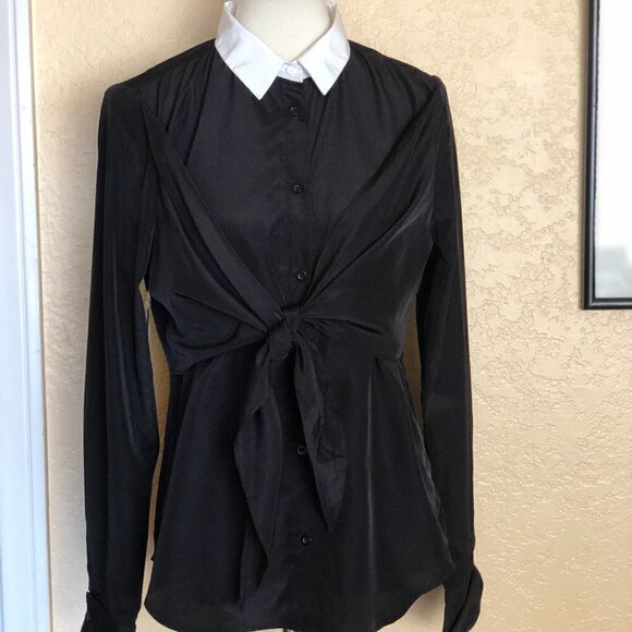 Nasty Gal Back in Black Tie  shirt  S - Picture 5 of 13